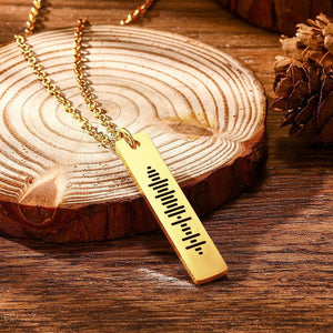 Personalized Bar Necklace song Code Necklace Custom Music song Scan Code Stainless Steel Necklace