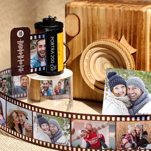 Father's Day Gift Personalized Spotify Code Scannable Film Roll Keychain Gift for Him