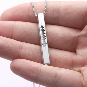 Song Code Music Necklace Custom 3D Engraved Vertical Bar Necklace Stainless Steel 14K Gold
