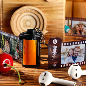 Father's Day Gift Custom Spotify Code Scannable Camera Roll Keychain Kodak 5-20 Pictures yellow Shell
