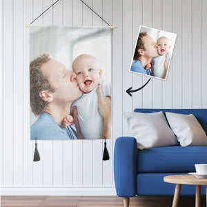 Custom Father Photo Tapestry - Wall Decor Hanging Fabric Painting Hanger Frame Poster