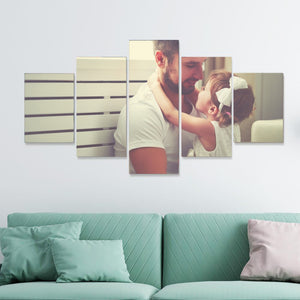 Custom Happy Father Photo Wall Decor Painting Canvas 5 Pieces Without Frame