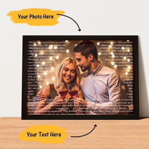 Custom Photo Painting Canvas Wall Decor With Personalized Text Anniversary Gift for Her