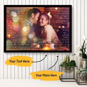 Personalized Photo Painting Canvas With Unlimited Text Anniversary Gift