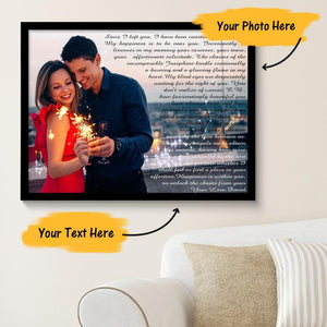 Custom Photo Painting Canvas With Personalized Unlimited Text Anniversary Gift