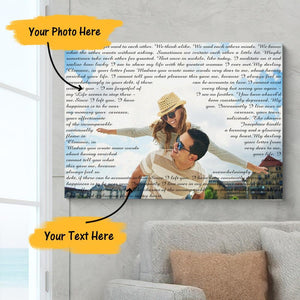 Custom Photo Painting Canvas With Unlimited Multi-Language Text Anniversary Gift for Lover