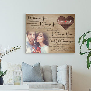 Custom Photo Wall Art Decor Painting Canvas With Couple Names Anniversary Gift