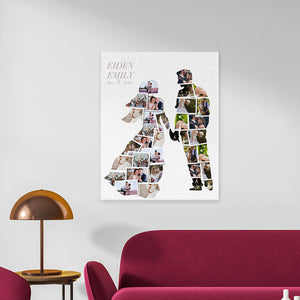 Custom Name Photo Collage Wall Art Canvas Print Personalized Couples Wedding Gift