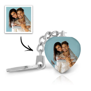 Christmas Gift - Custom Crystal Photo Keyring - Heart