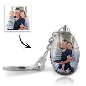 Christmas Gift - Custom Crystal Photo Keyring - Ellipse