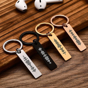 Scannable Song Code Keychain | Engraved Song Key Ring