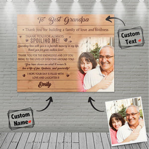 Custom Photo Wall Decor Painting Canvas With Text - To Best Grandpa