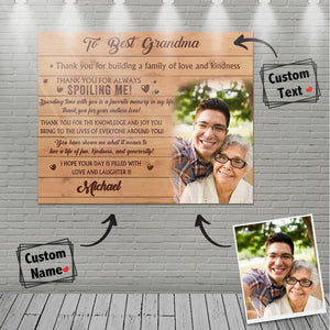 Custom Photo Wall Decor Painting Canvas With Text - To Best Grandma