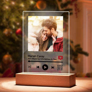 Custom QR Code Plaque with Scannable Personalized Video Plaque with Wooden Stand Christmas Gift