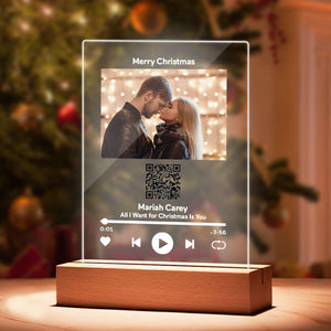 Custom Scannable QR Code Plaque Personalized Photo and Text Plaque with Wooden Stand Christmas Gift