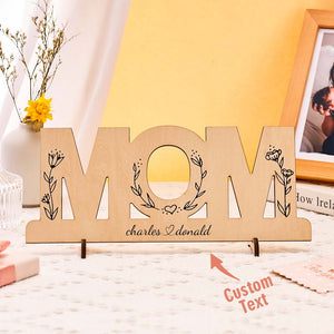 Custom Engraved Mom Wooden Sign Personalized Decorative Pattern Sign Mother's Day Gifts