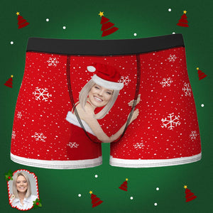 Men's Custom Christmas Reindeer Face Boxer Shorts