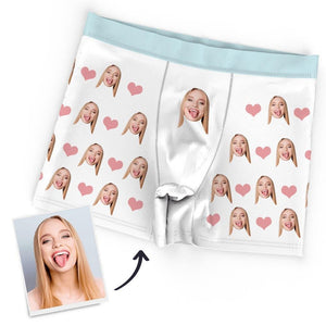 Custom Personalized Face Heart Boxer Personalised Men's Briefs Sexy Gift-White