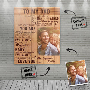Custom Photo Wall Decor Painting Canvas With Text - To My Dad