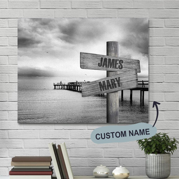 Custom Wall Decor Painting Canvas - Ocean Dock With Name