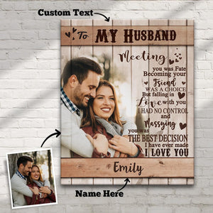 Anniversary Gift Custom Photo Wall Decor Painting Canvas With Text Vertical Version - To Lover