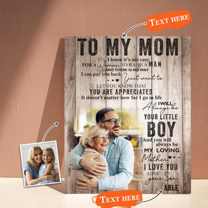 Personalized Photo Wall Art Decor Custom Name Painting Canvas Print Mother's Day Gift