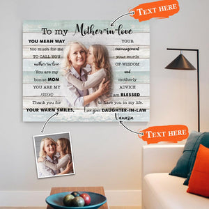 Custom Photo Wall Art Decor Personalized Name Painting Canvas Print Mother's Day Gift - To My Mom In Love