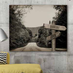 Custom Canvas Frame Personalizd Road Sign Canvas Frame-Forest Road Sign Canvas Frame