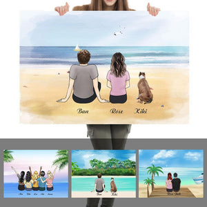 Couple Canvas Custom Horizontal Travel Canvas With 1-6 Members Travel Wall Decor Personalised Birthday/Anniversary Gift