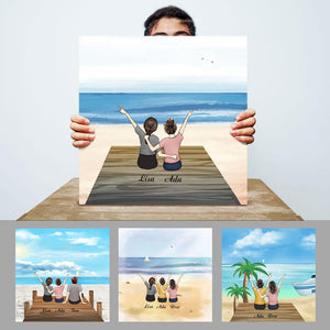 Best Friends Canvas Custom Square Travel Canvas With 1-6 Members Travel Wall Decor Personalised Birthday/Anniversary Gift