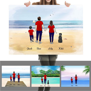 Family Time Canvas Custom Horizontal Travel Canvas With 1-6 Members-Full Body Travel Wall Decor Personalised Birthday/Anniversary Gift