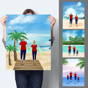 Couple Canvas Custom Vertical Travel Canvas With 1-6 Members-Full Body Travel Wall Decor Personalised Birthday/Anniversary Gift