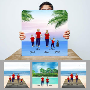 Family Time Canvas Custom Square Travel Canvas With 1-6 Members-Full Body Travel Wall Decor Personalised Birthday/Anniversary Gift