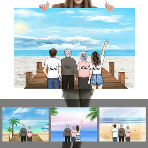 Family Time Canvas Custom Horizontal Travel Canvas With 1-6 Members Travel Wall Decor Personalised Birthday/Anniversary Gift