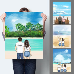 Couple Canvas Custom Vertical Travel Canvas With 1-6 Members Travel Wall Decor Personalised Birthday/Anniversary Gift