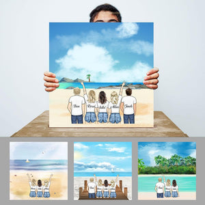 Best Friends Canvas Custom Square Travel Canvas With 1-6 Members Travel Wall Decor Personalised Birthday/Anniversary Gift