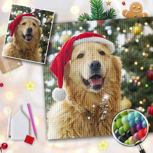 Diy Custom Diamond Painting - Christmas Dog Photo 