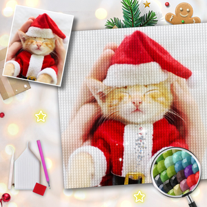 5D Diy Custom Christmas Pet Cat Photo Diamond Painting -  MyDiamondPaintingUk