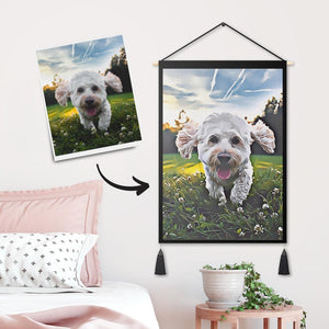 Custom Pet Photo Tapestry - Wall Decor Hanging Fabric Painting Hanger Frame Poster