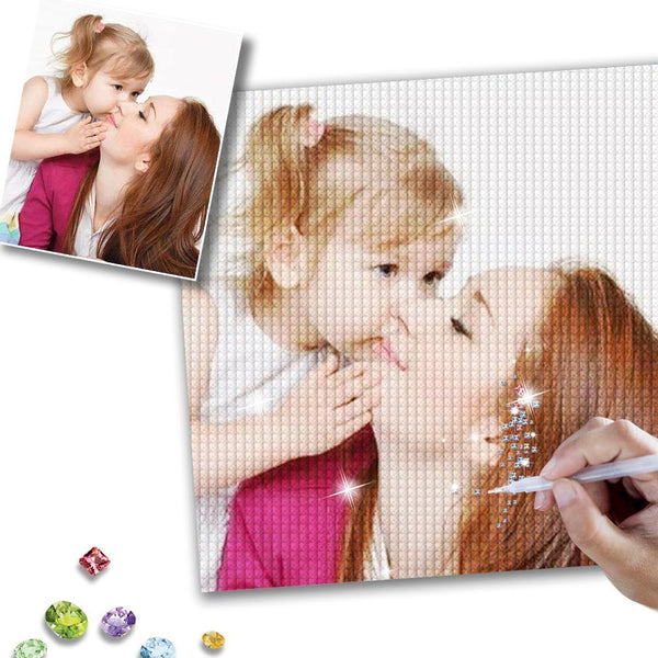 Custom Mother and Little Daughter Photo Full Square/Round Drill Diamond Painting